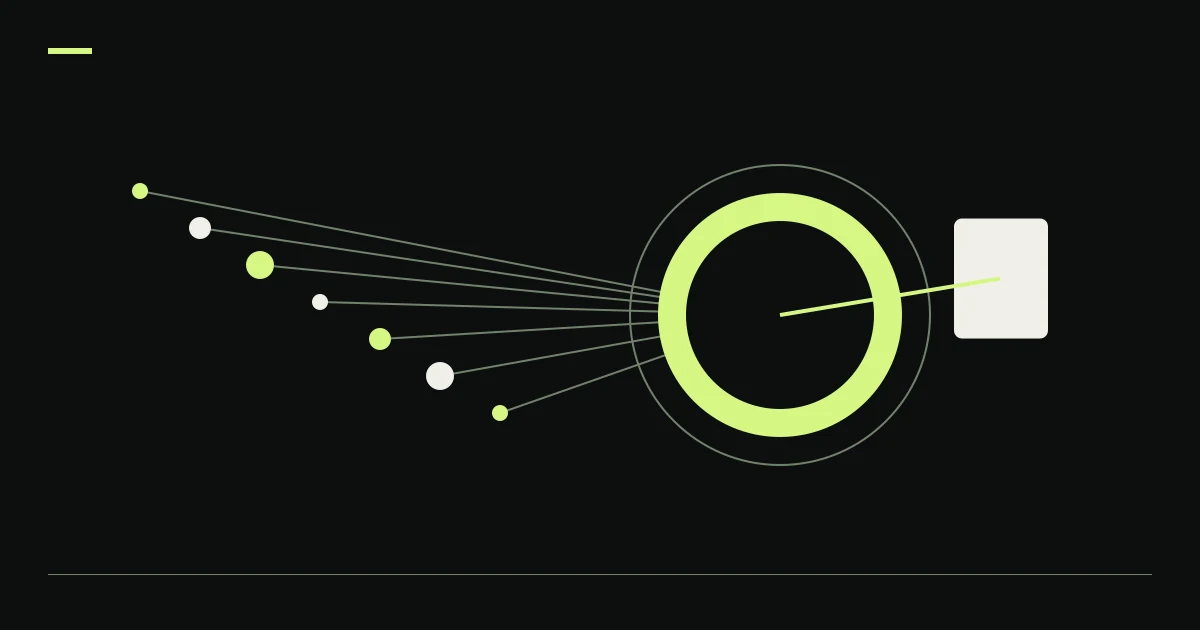 Converging signals and lime rings illustrate AI trading confidence scores.