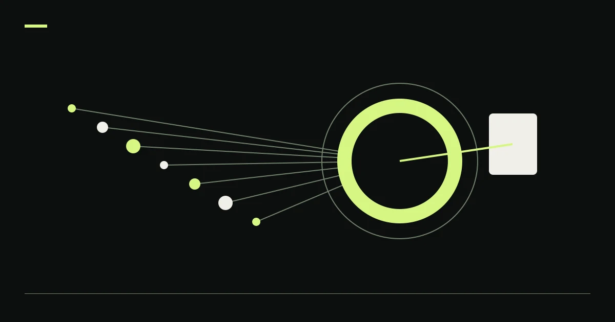Converging signals and lime rings illustrate crypto market data freshness.
