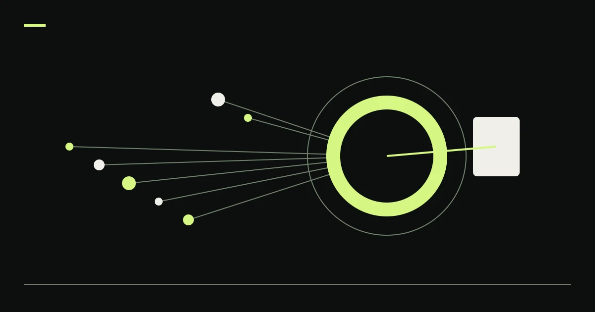 Converging signals and lime rings illustrate crypto volume confirmation.